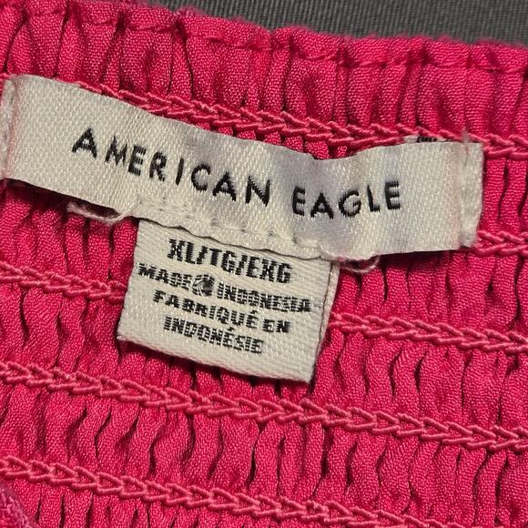 American Eagle Pink Crop Tank Top Adjustable Spaghetti Straps Women Size XL Slit - Picture 3 of 9